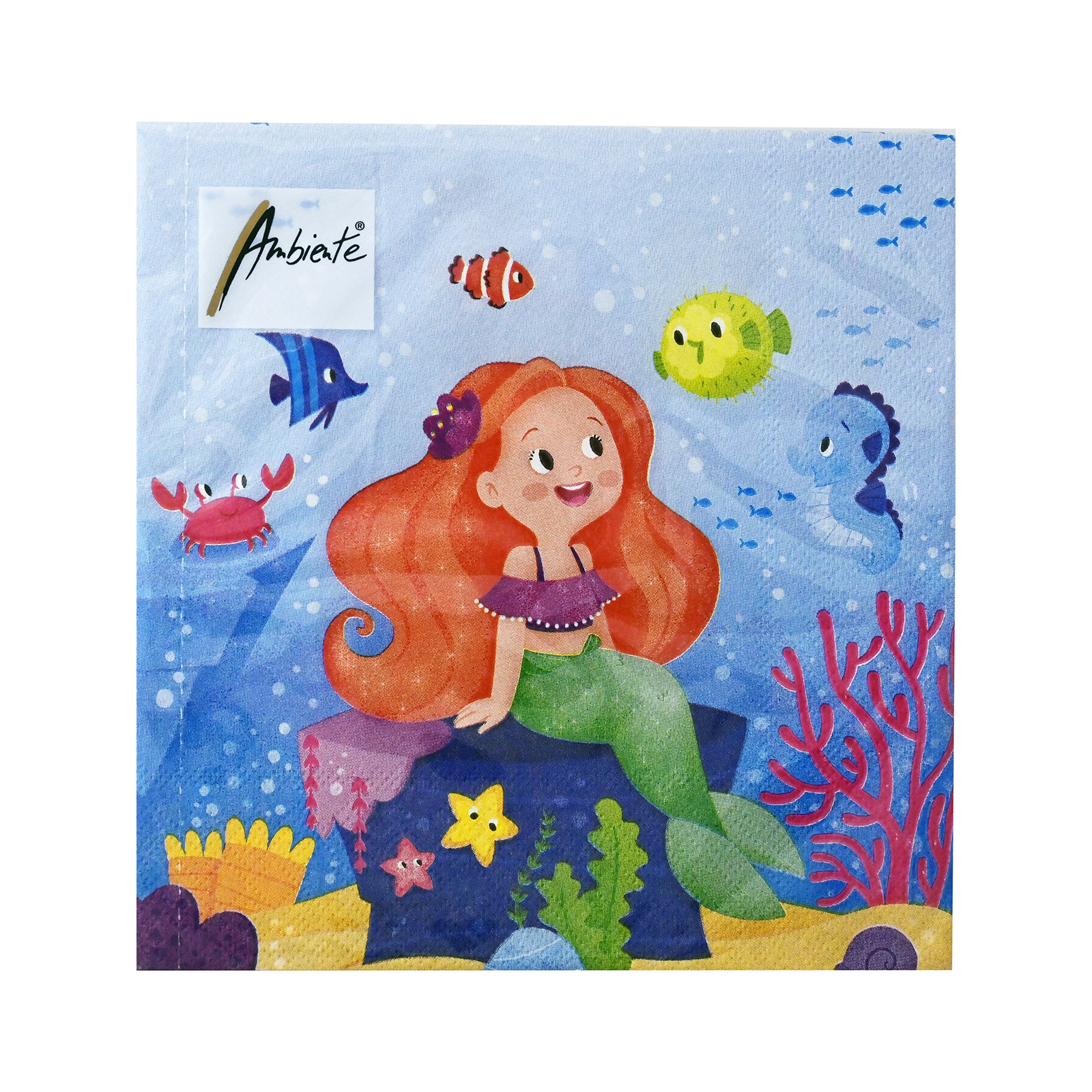 Ambiente χαρτοπετσέτες μεσαίες mermaid 33 x33 εκ, 20 τεμάχια 122g εικόνα 1