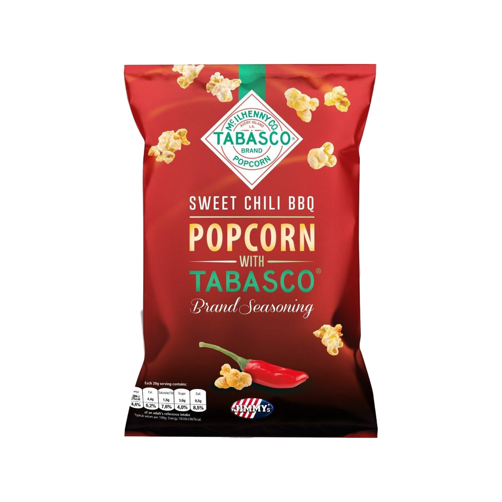 Jimmy's popcorn sweet chili bbq with tabasco snacks 90g image 1