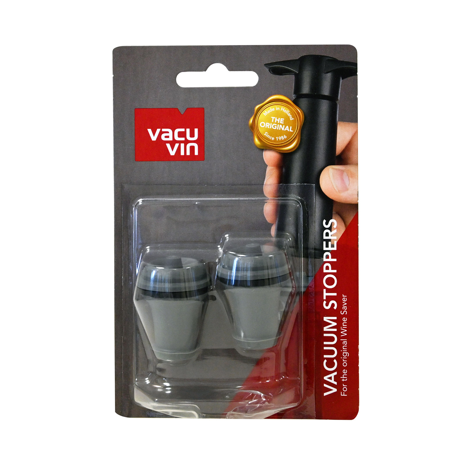 Vacuvin πώμα φιάλης κρασιού γκρι 2τεμ εικόνα 1
