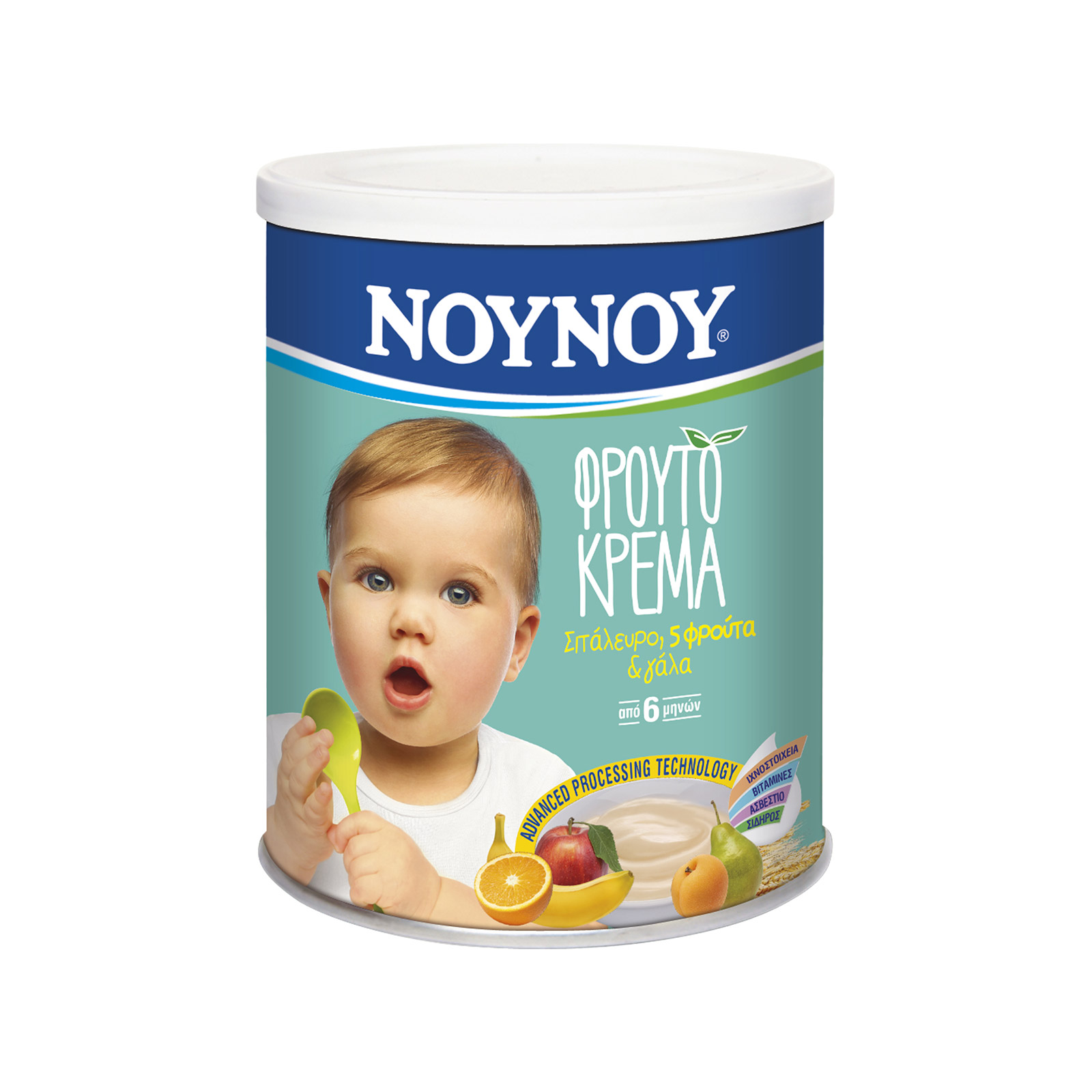 ΝΟΥΝΟΥ Baby φρουτόκρεμα σε σκόνη παιδική σιτάλευρο με 5 φρούτα & γάλα 6+ μηνών 300g εικόνα 1