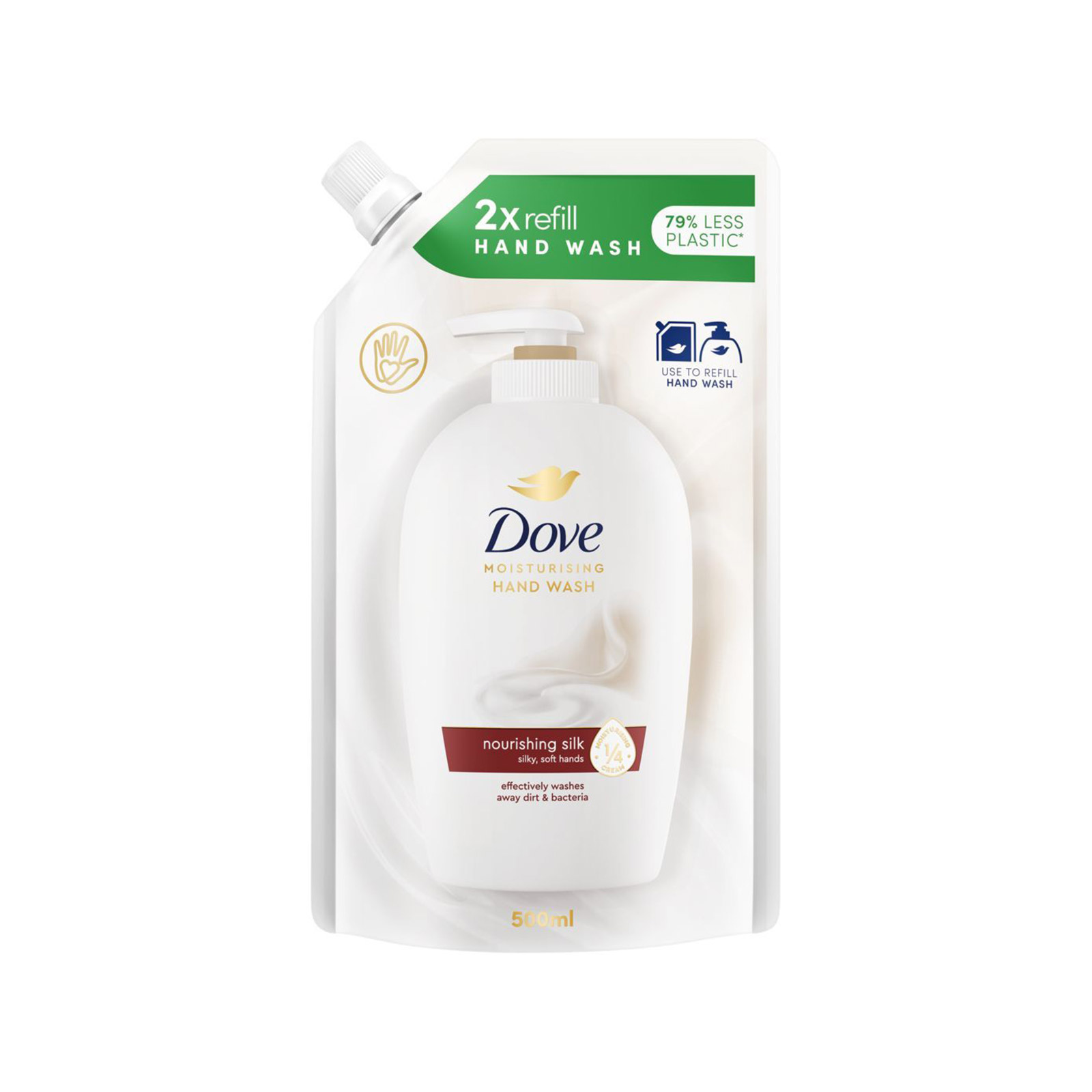 Dove υγρό κρεμοσάπουνο ανταλλακτικό fine silk 500ml εικόνα 1
