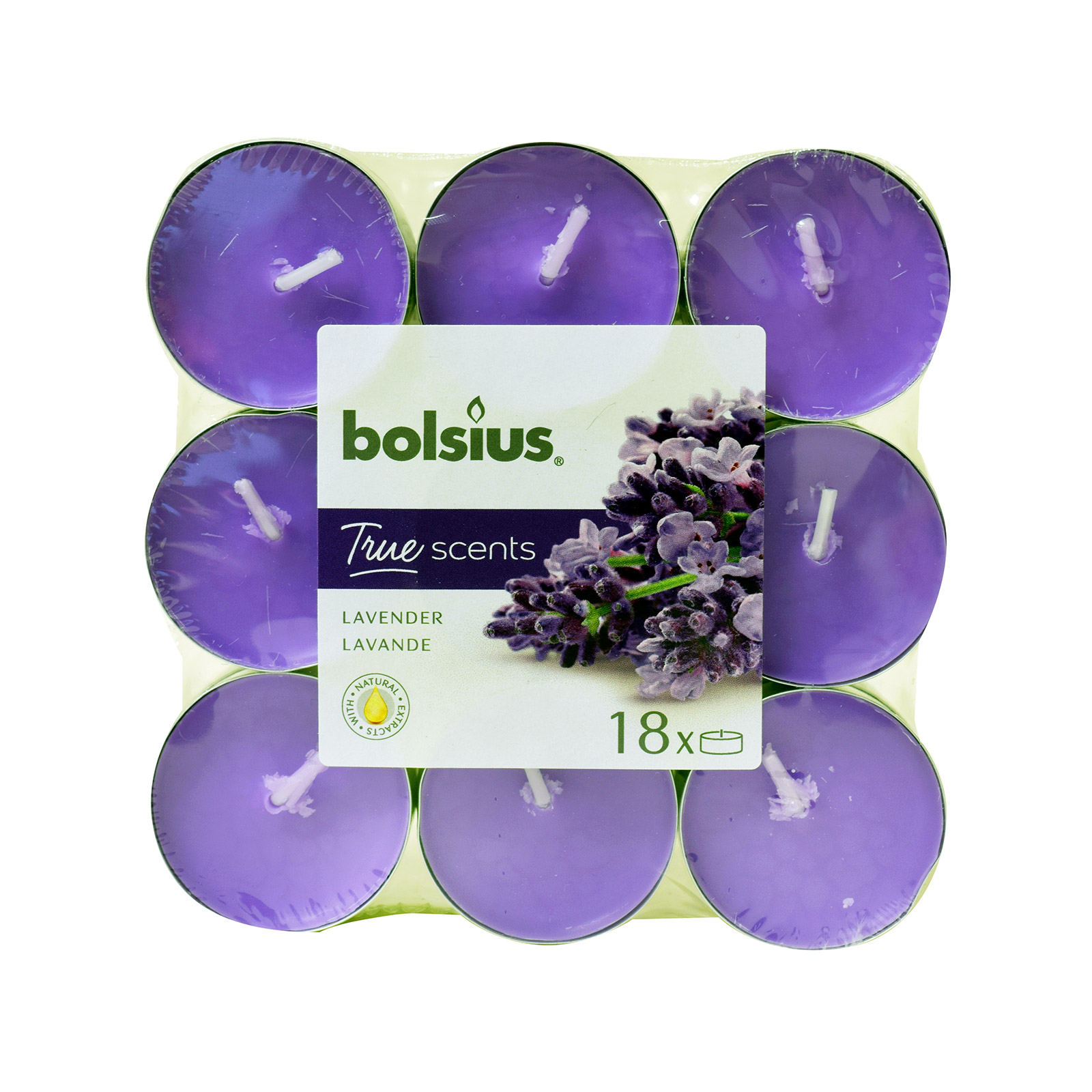 Bolsius 4 ωρών κεριά ρεσώ αρωματικά lavender 18τεμ εικόνα 1