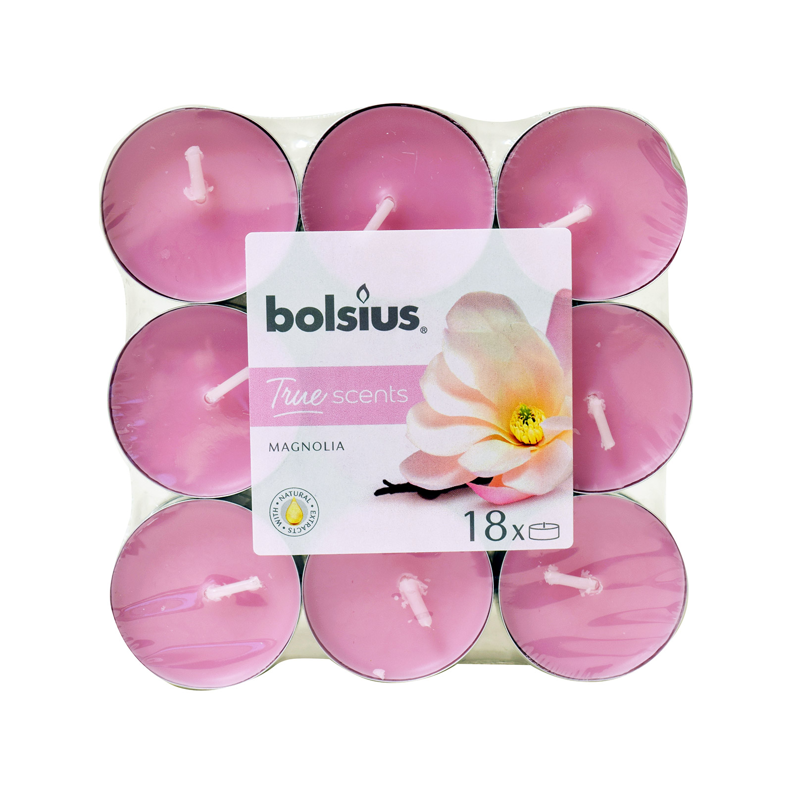 Bolsius 4 ωρών κεριά ρεσώ αρωματικά magnolia 18τεμ εικόνα 1
