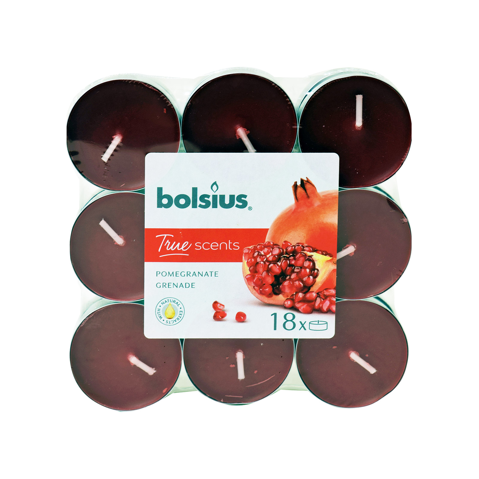 Bolsius 4 ωρών κεριά ρεσώ αρωματικά pomegranate 18τεμ εικόνα 1