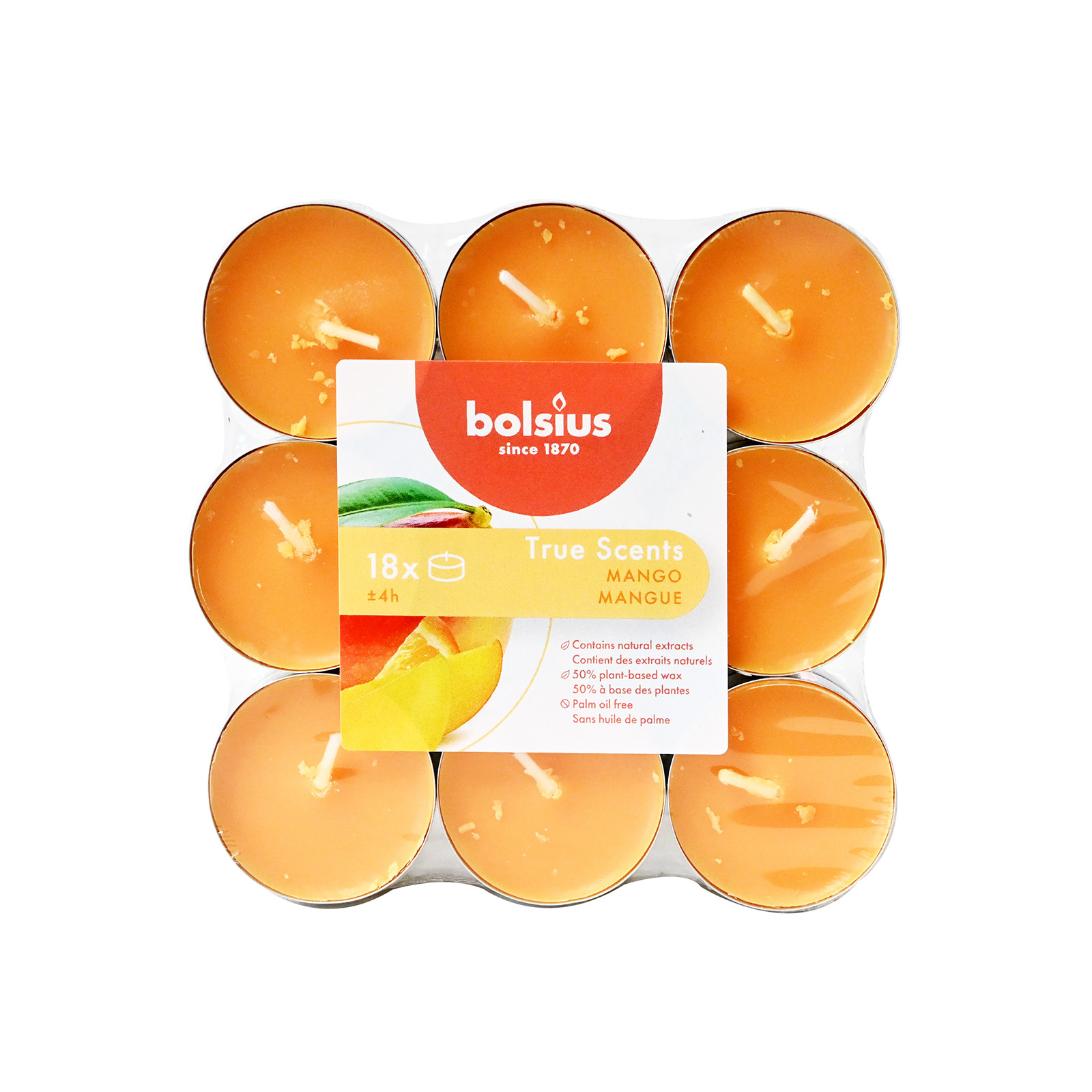Bolsius κεριά ρεσώ αρωματικά mango 4 ωρών 18τεμ εικόνα 1
