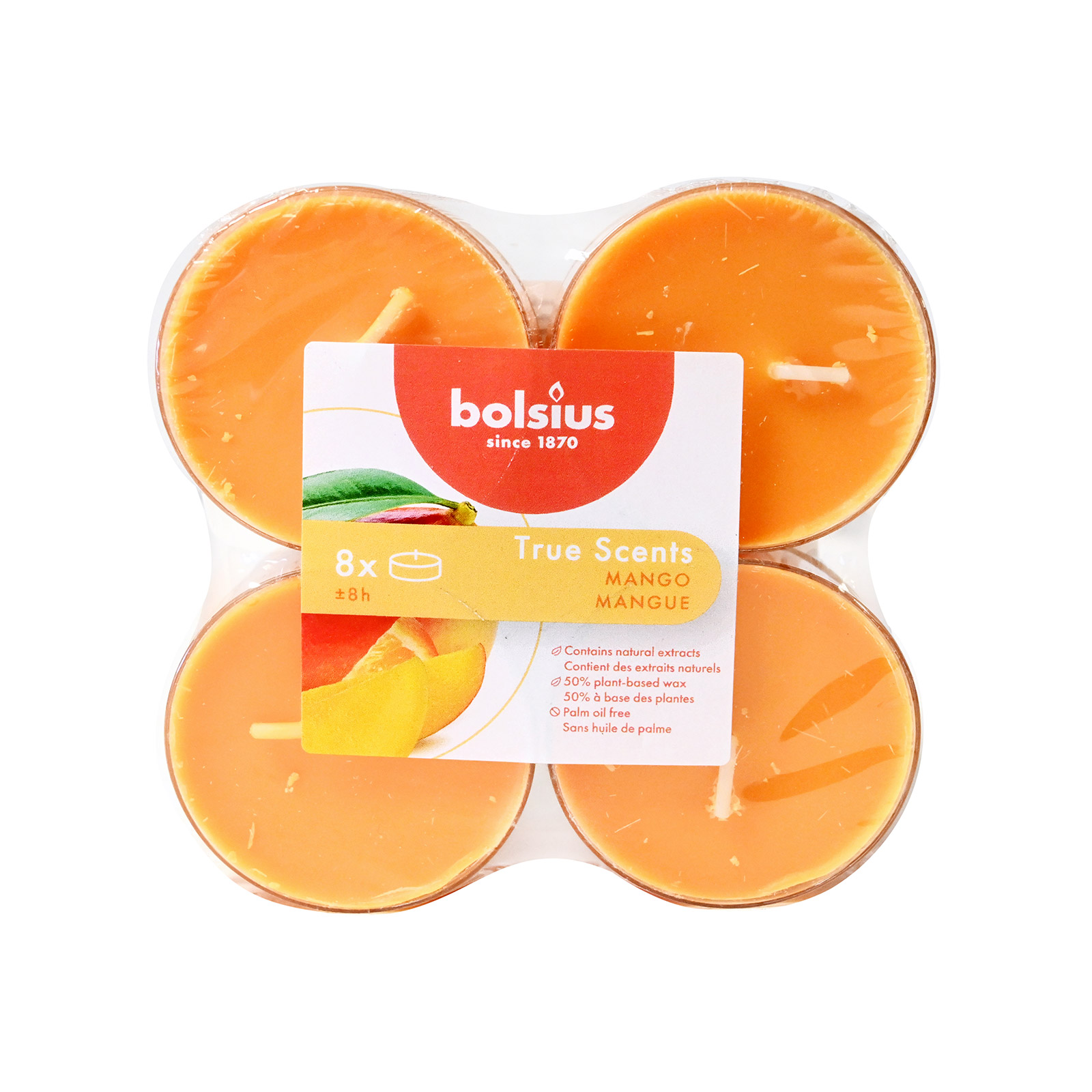 Bolsius κεριά ρεσώ αρωματικά mango 8 ωρών 8τεμ εικόνα 1