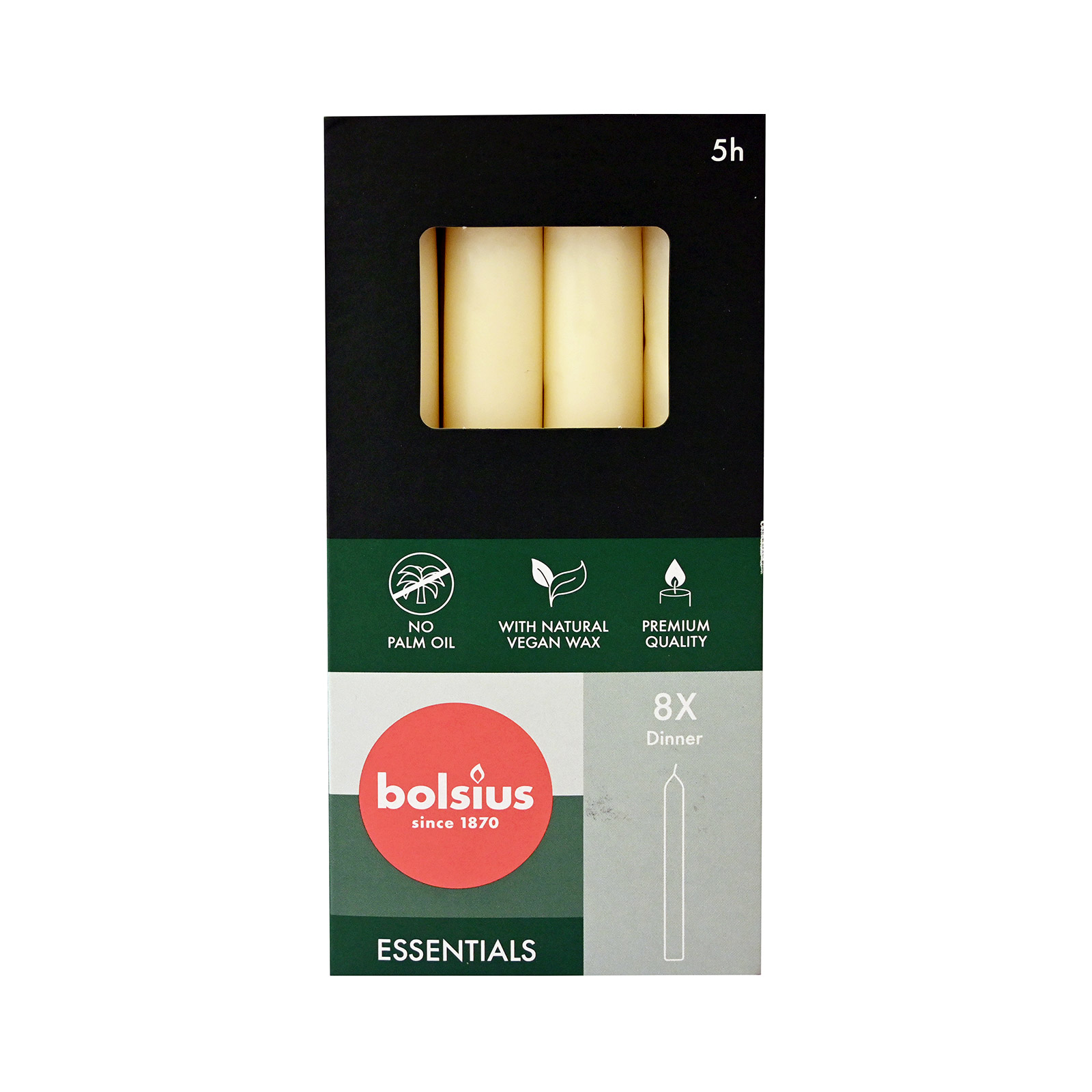 Bolsius 170/20 essentials κερί κυλινδρικό 8τεμ εικόνα 1