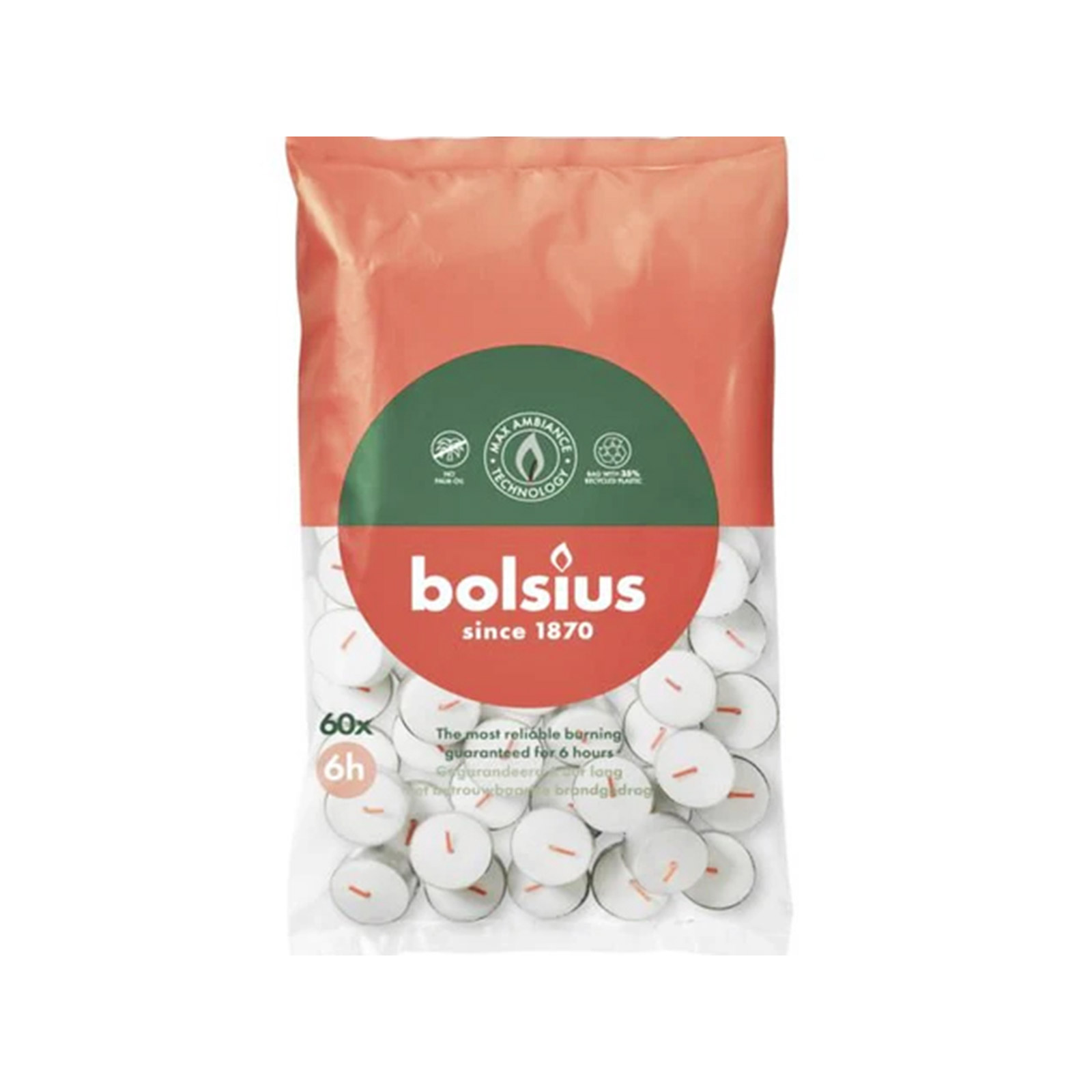 Bolsius κεριά ρεσώ white 6 ωρών 60τεμ εικόνα 1
