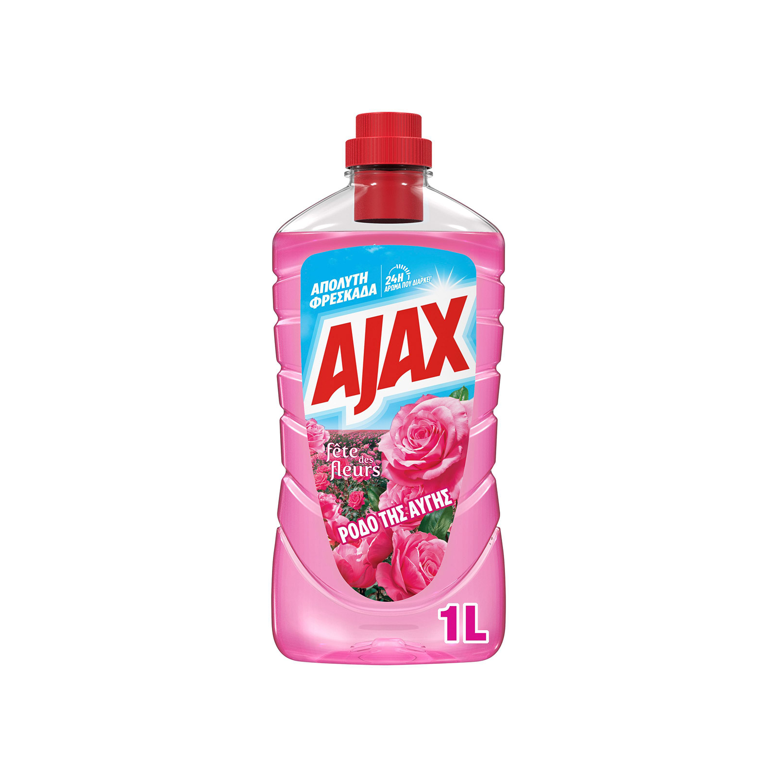 Ajax Γιορτή Λουλουδιών υγρό καθαριστικό πατώματος ρόδο της αυγής 1lt εικόνα 1