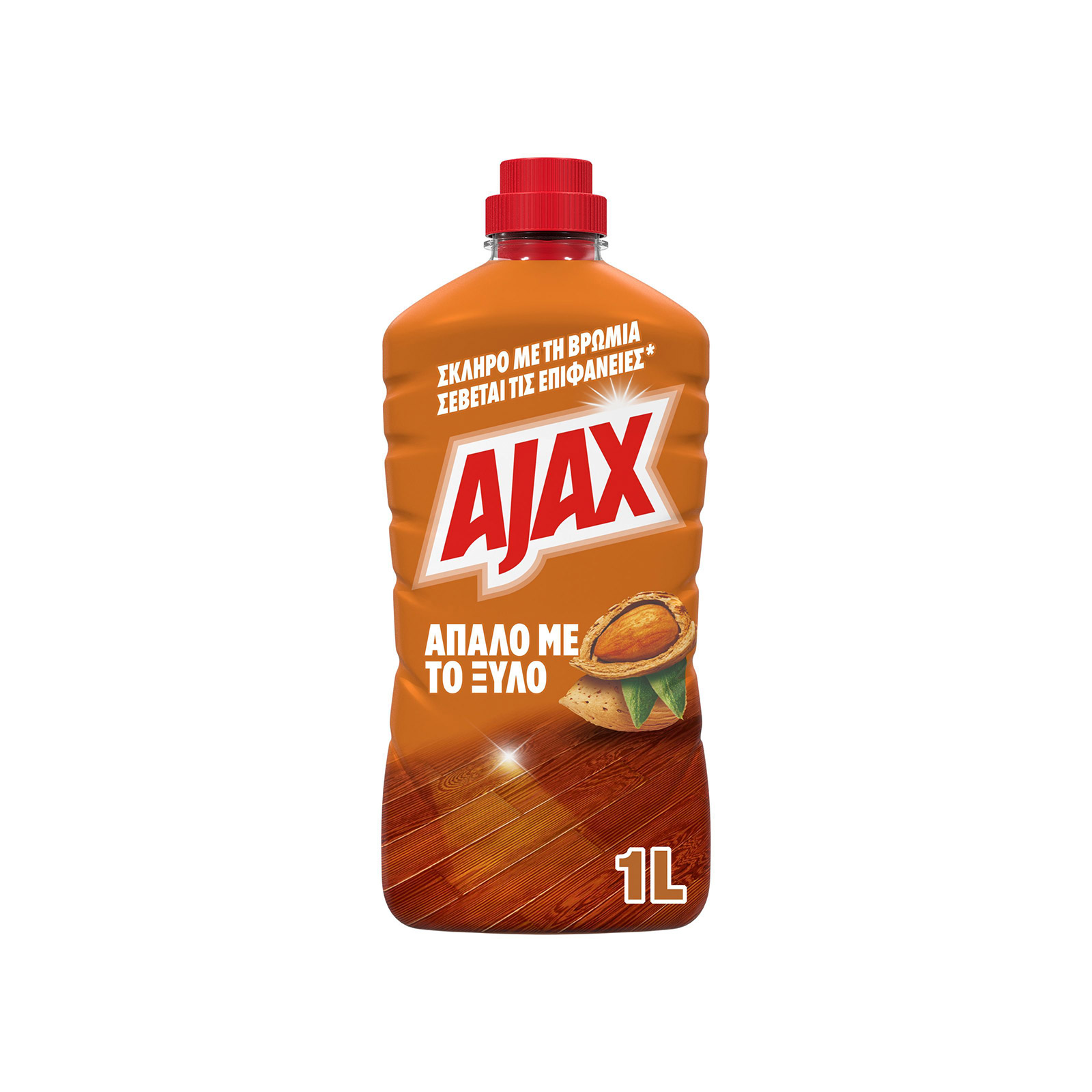 Ajax Ξύλο & παρκέ υγρό καθαριστικό πατώματος με έλαιο αμυγδάλου 1lt εικόνα 1