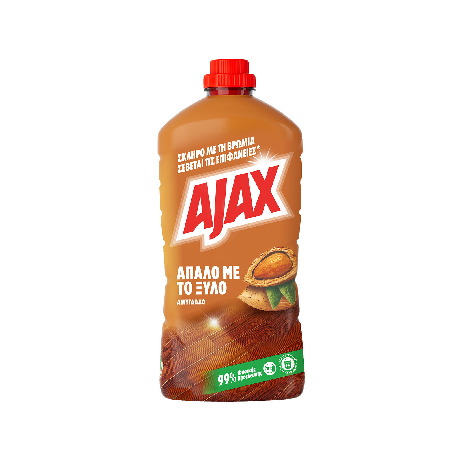Ajax Ξύλο & παρκέ υγρό καθαριστικό πατώματος με έλαιο αμυγδάλου 1lt εικόνα 1
