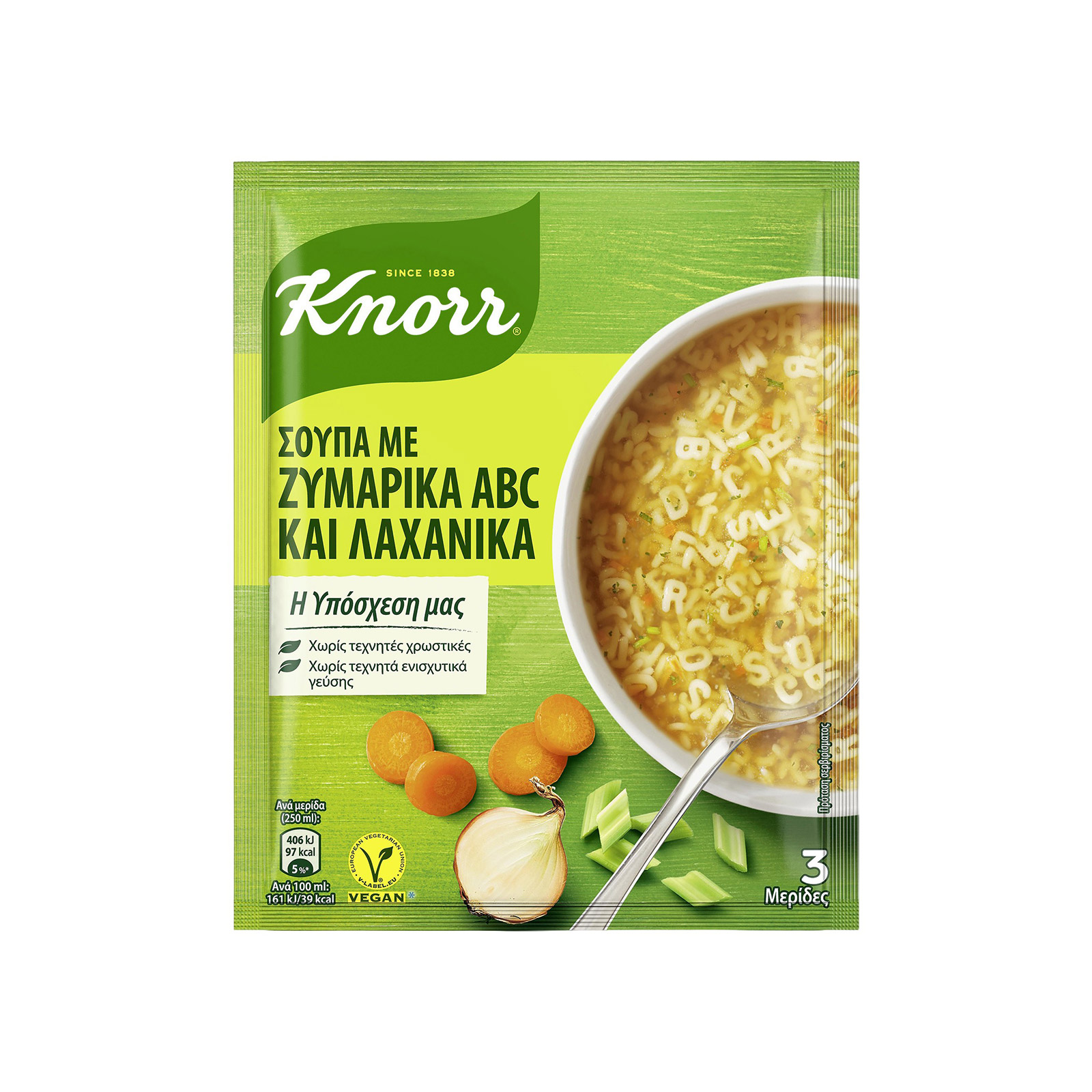 Knorr σούπα στιγμής με ζυμαρικά abc & λαχανικά 82g εικόνα 1