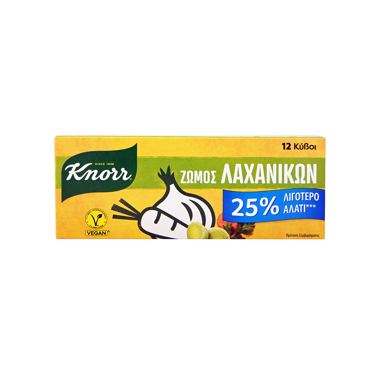 Knorr ζωμός σε κύβους λαχανικών - λιγότερο αλάτι 12 κύβοι 109g εικόνα 1