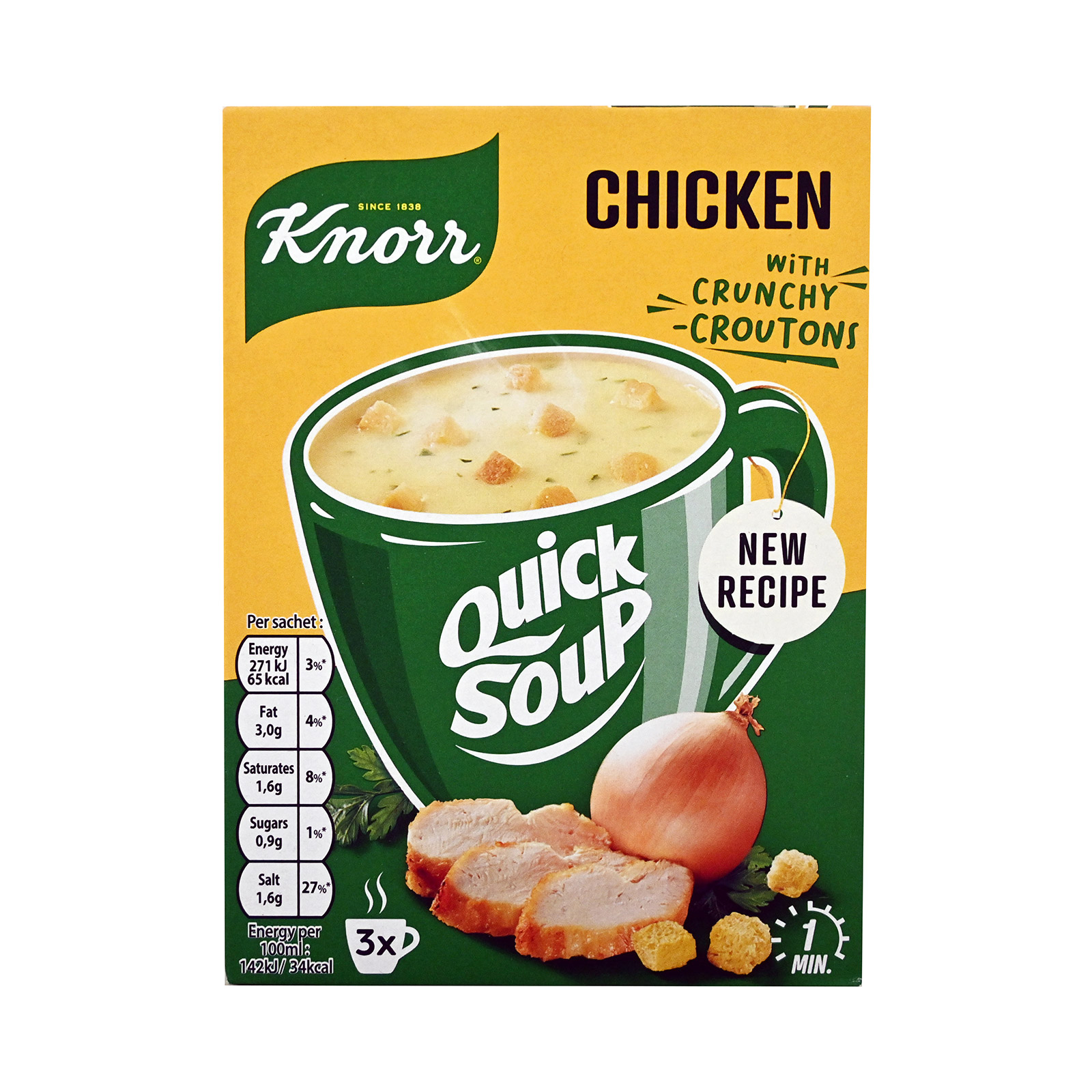 Knorr Quick soup σούπα στιγμής chicken with crunchy croutons 3x15g εικόνα 1