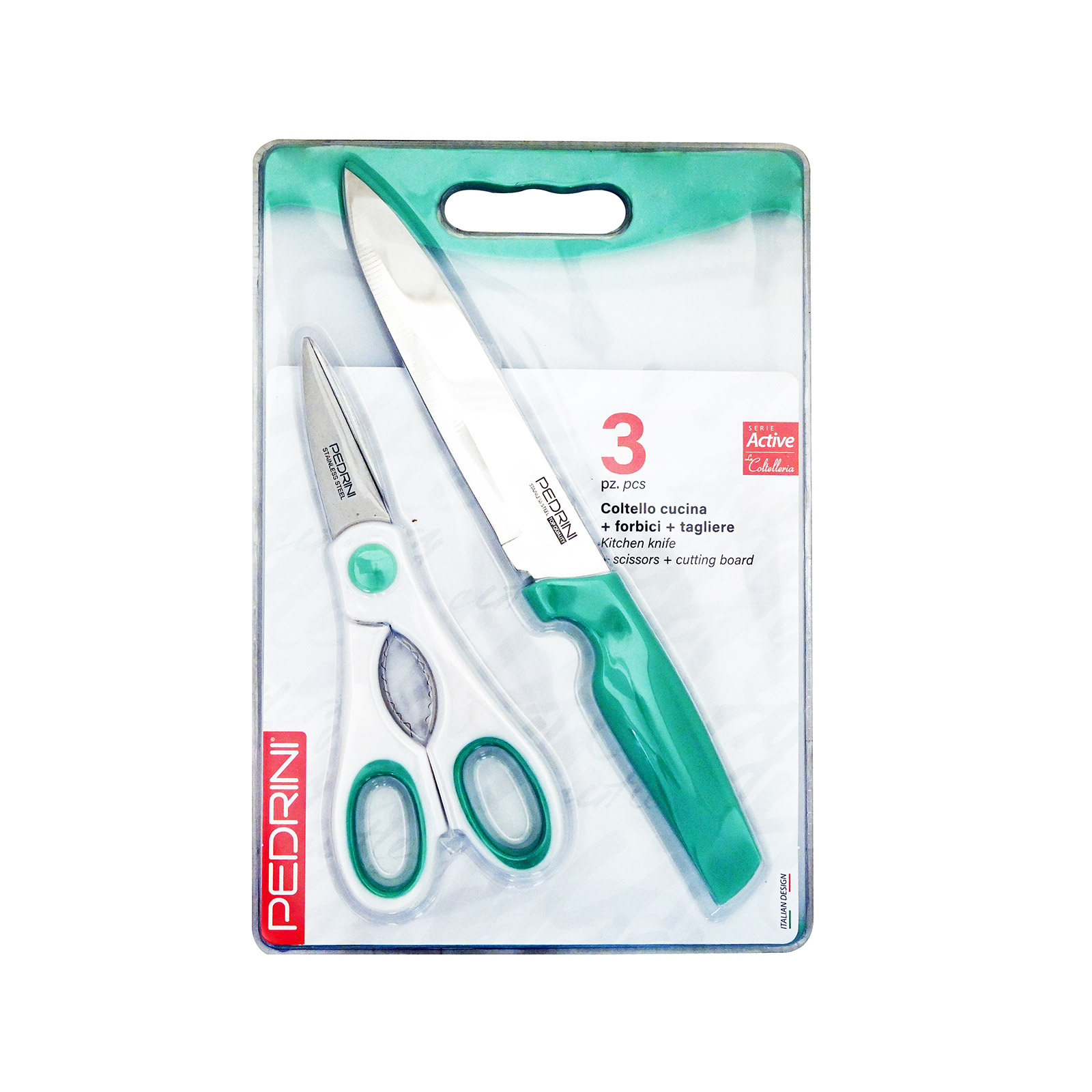Pedrini kitchen set knife - scissors - cutting board 1 image 1