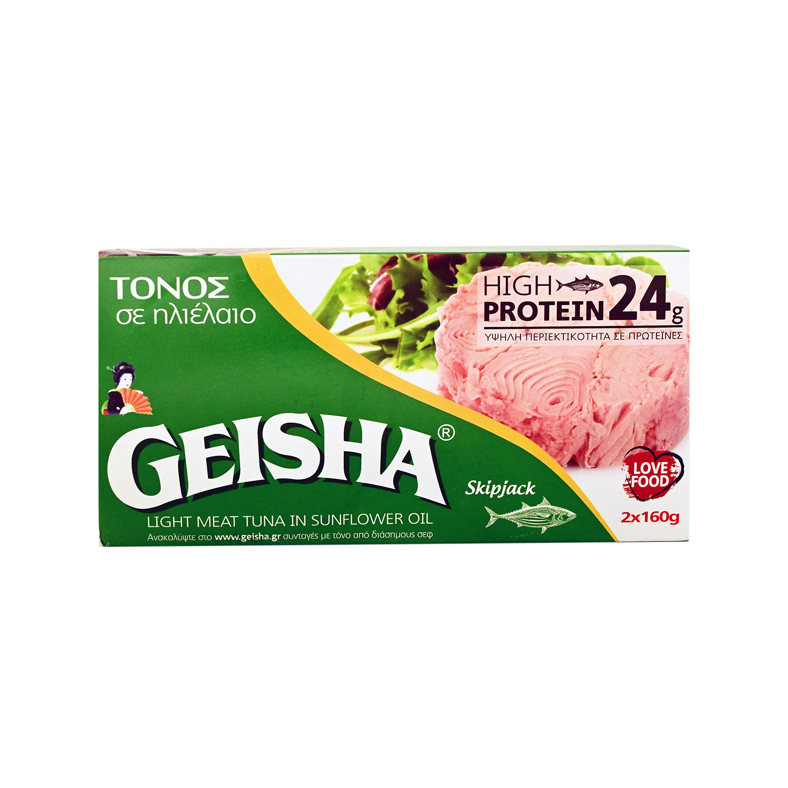 Geisha Katsuwonus pelamis τόνος τεμαχισμένος σε ηλιέλαιο 2x160g εικόνα 1