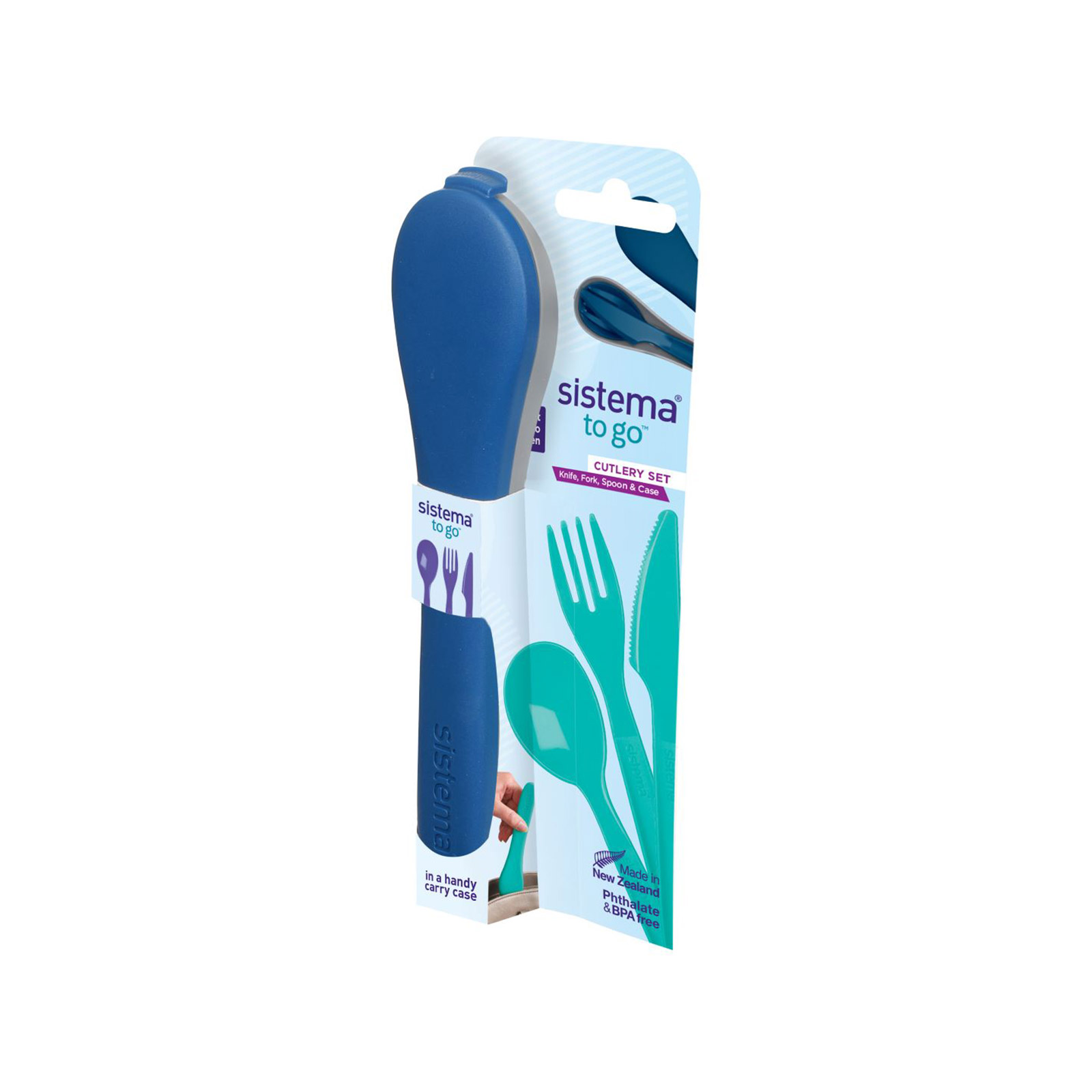 Sistema To go σετ με κουταλι, πηρουνι, μαχαίρι μπλε εικόνα 1